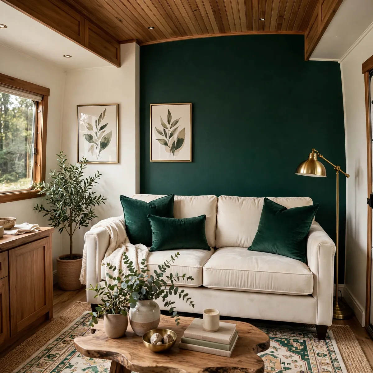 trailer living room ideas: A Jewel-Tone Accent Wall