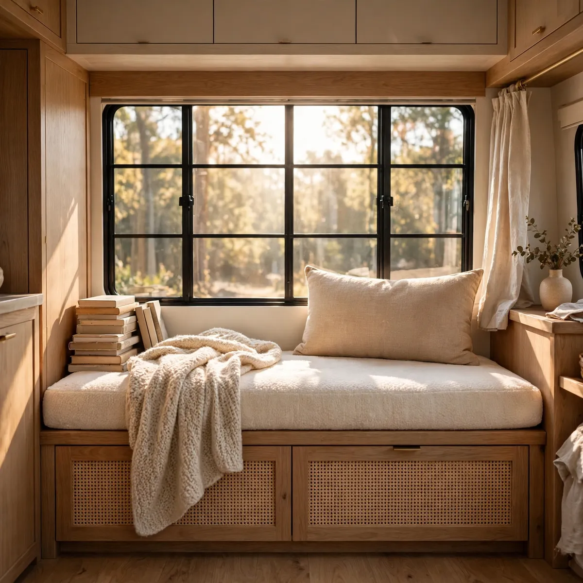trailer living room ideas: The Window Banquette Reading Nook