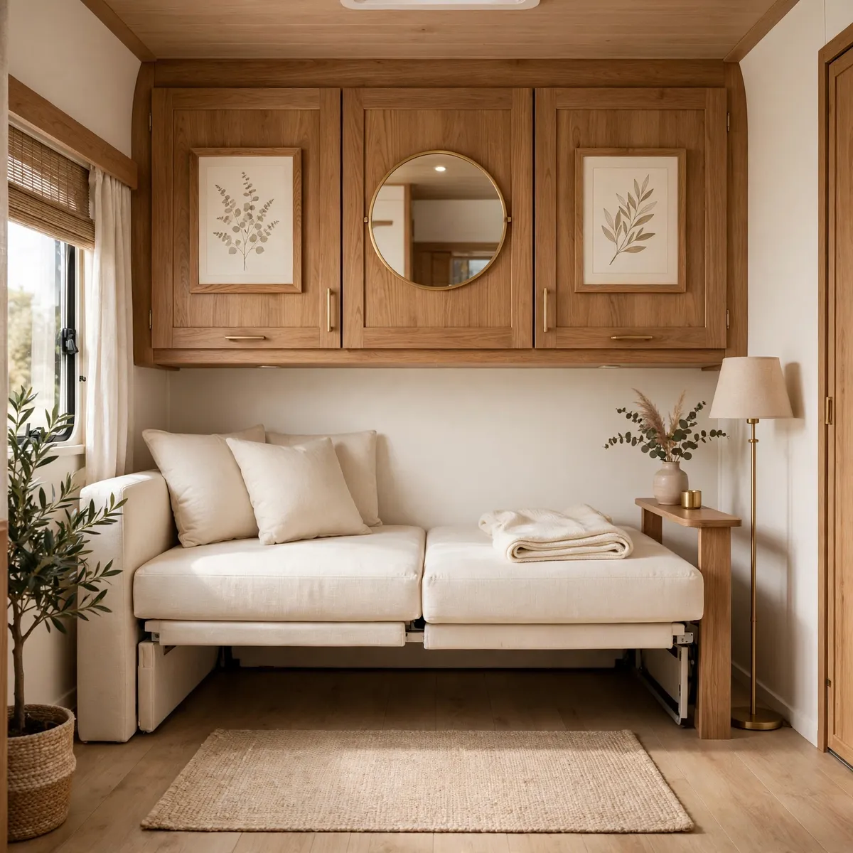 trailer living room ideas: The Murphy-Style Fold-Down Sofa