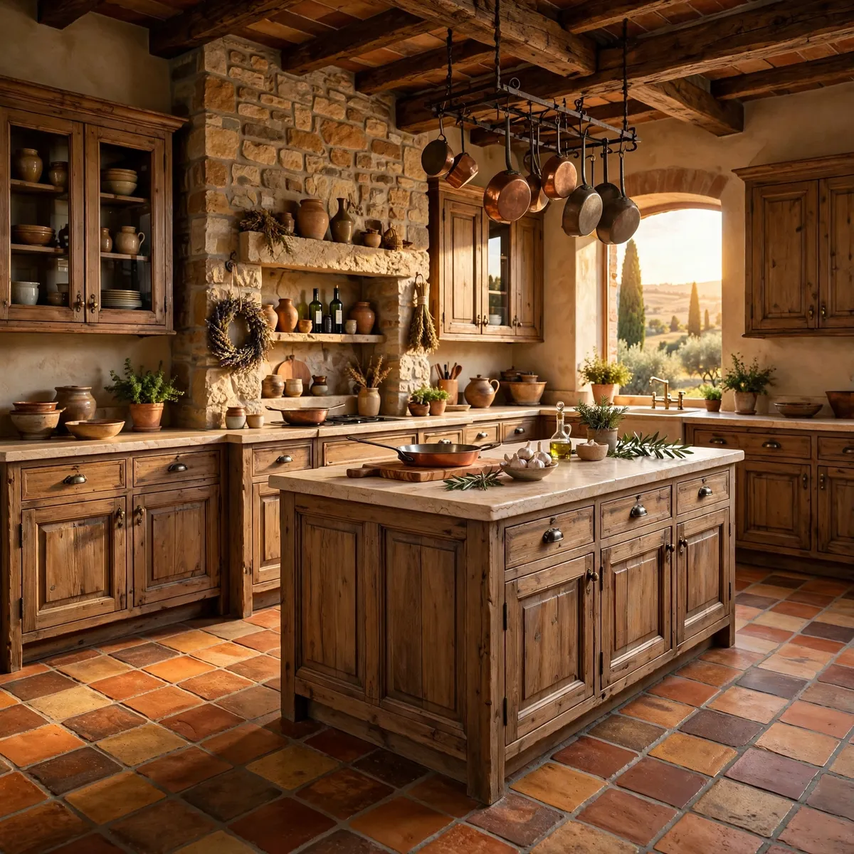 tuscan kitchen ideas: Lay Terracotta Floors as the Foundation