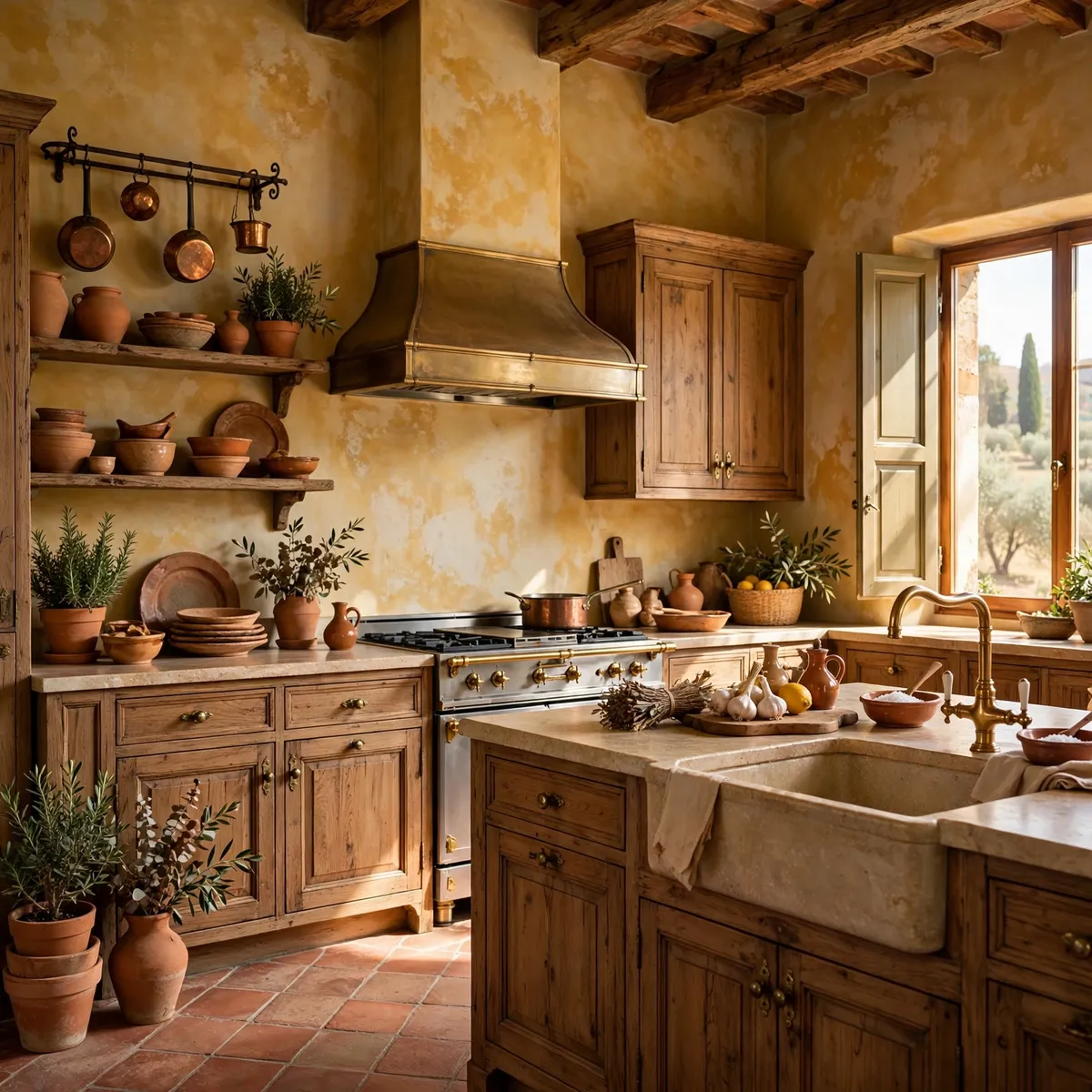 tuscan kitchen ideas: Wash the Walls in Warm Plaster Tones