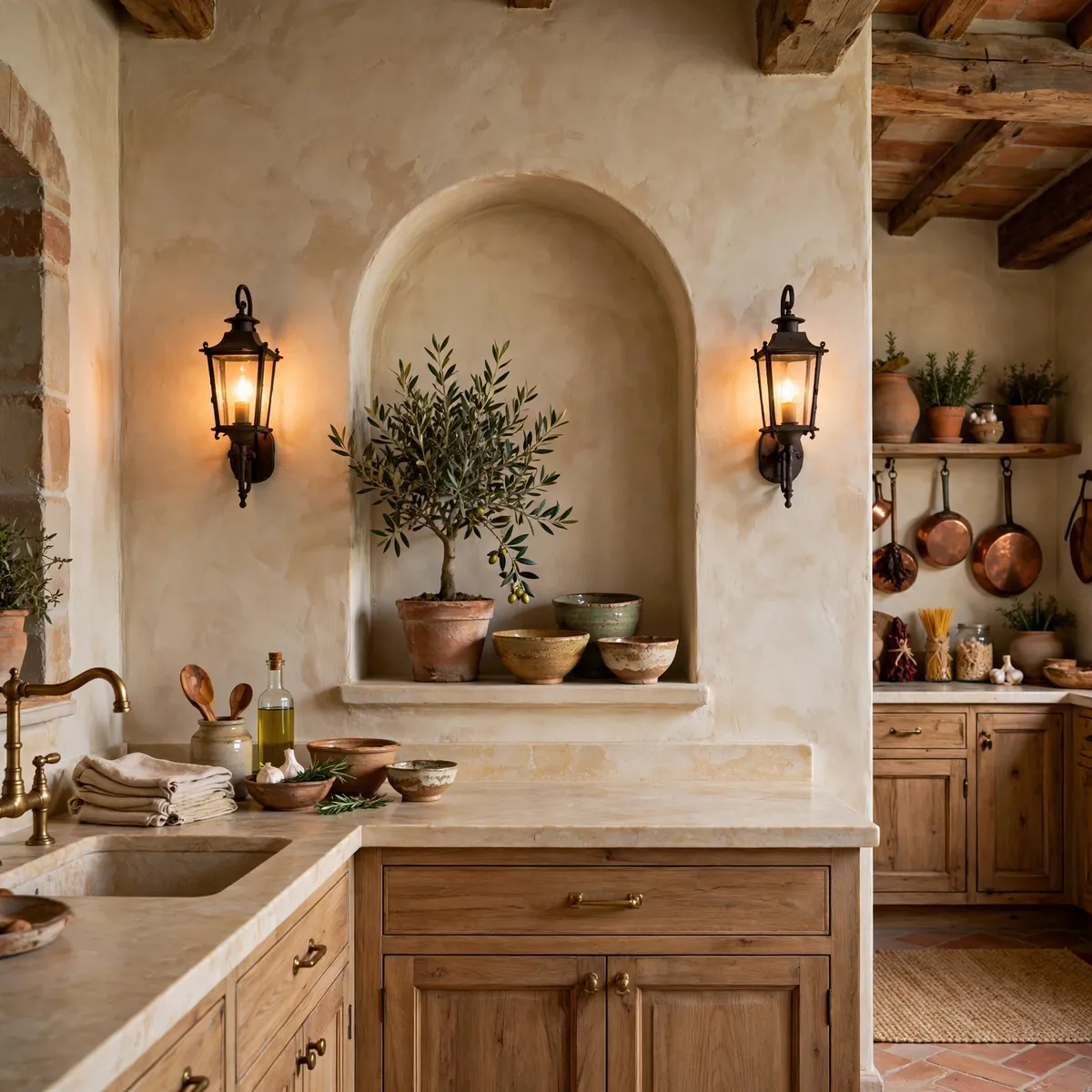 tuscan kitchen ideas: Carve Out Arched Niches