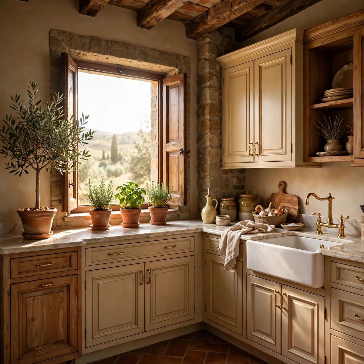 tuscan kitchen ideas: Grow Olive and Herbs by the Window