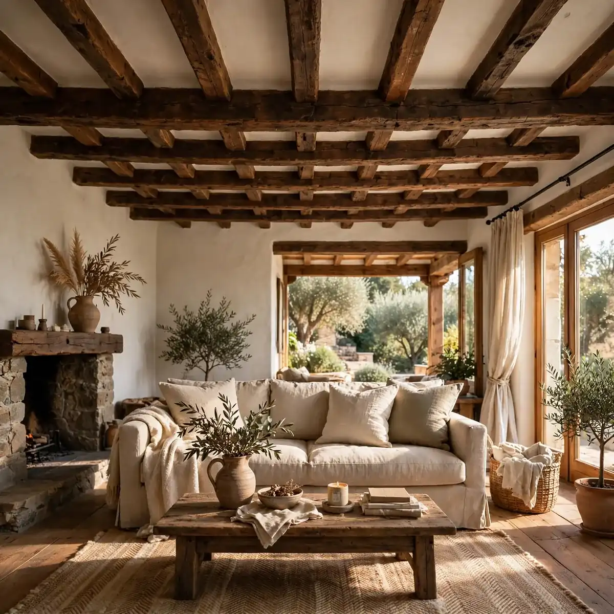 tuscan living room ideas: Exposed Wood Beam Ceilings