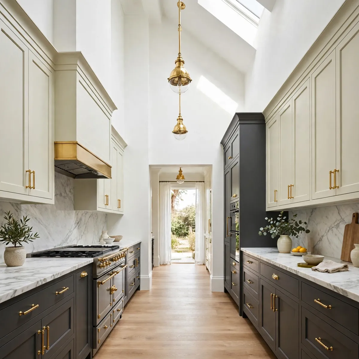two tone kitchen cabinets: Split Dark Lowers and Light Uppers