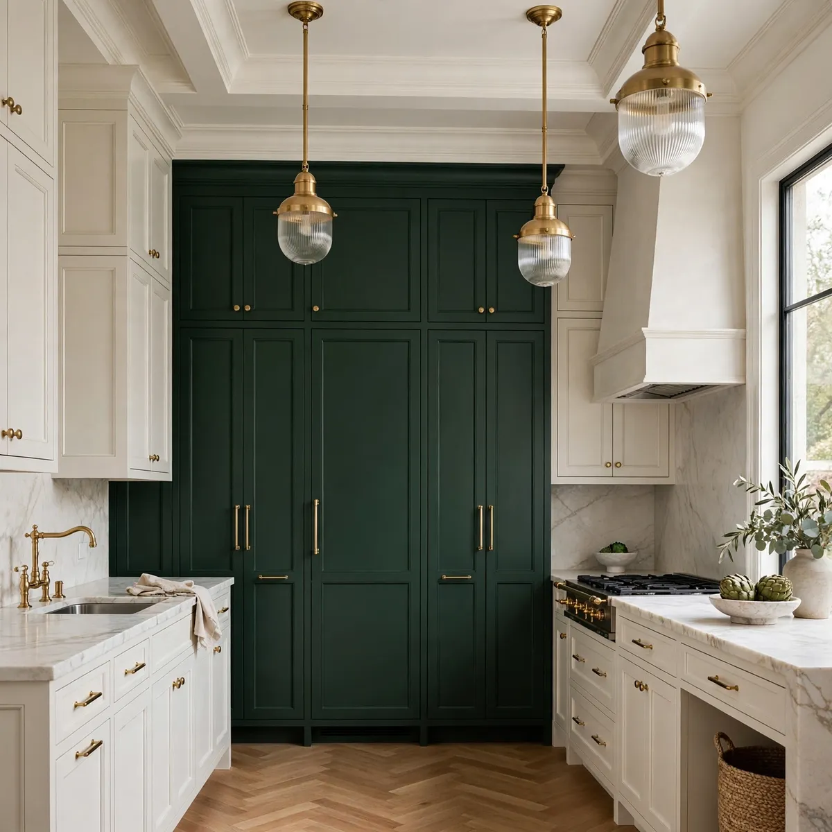 two tone kitchen cabinets: Make the Pantry Wall the Accent Color