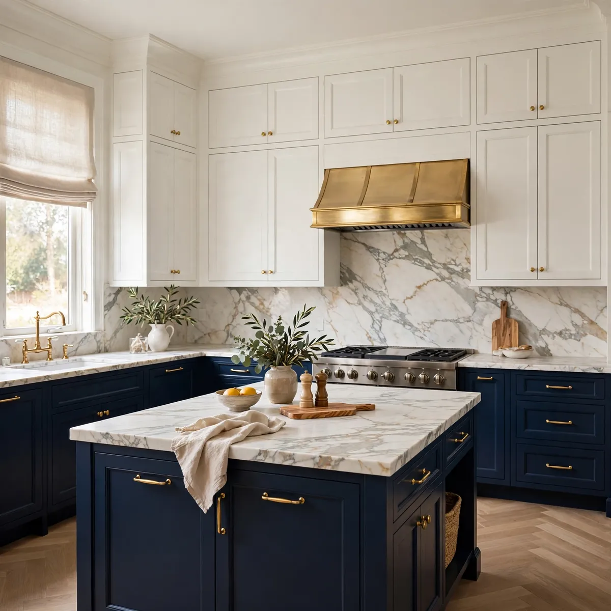 two tone kitchen cabinets: Tie It Together With Counters and Flooring