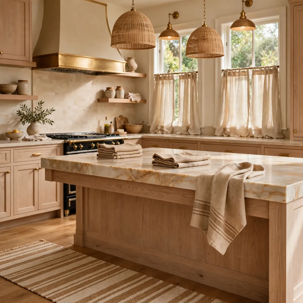warm neutral kitchen: Dress It in Linen and Texture
