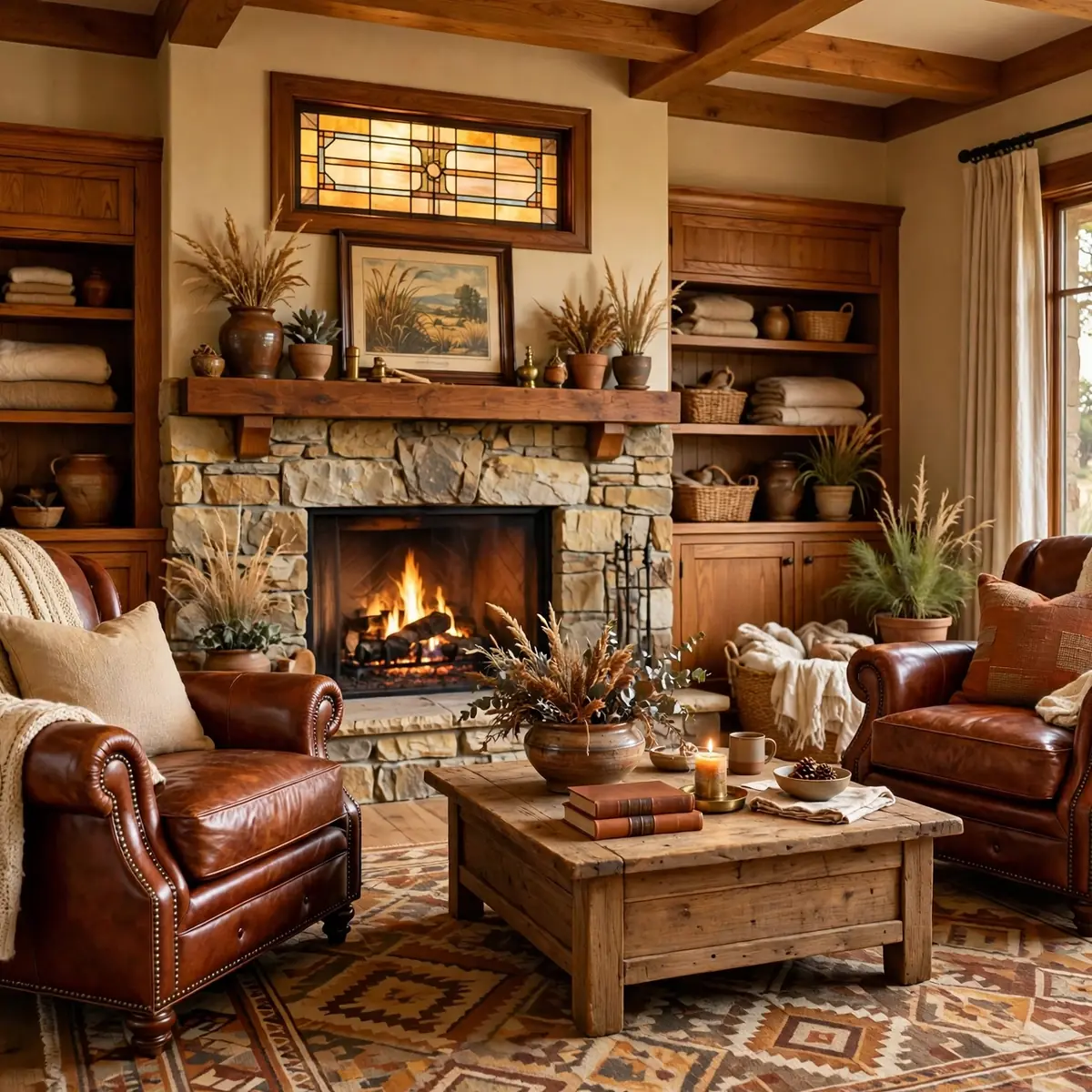 western springs living room design: Inviting Leather Armchairs