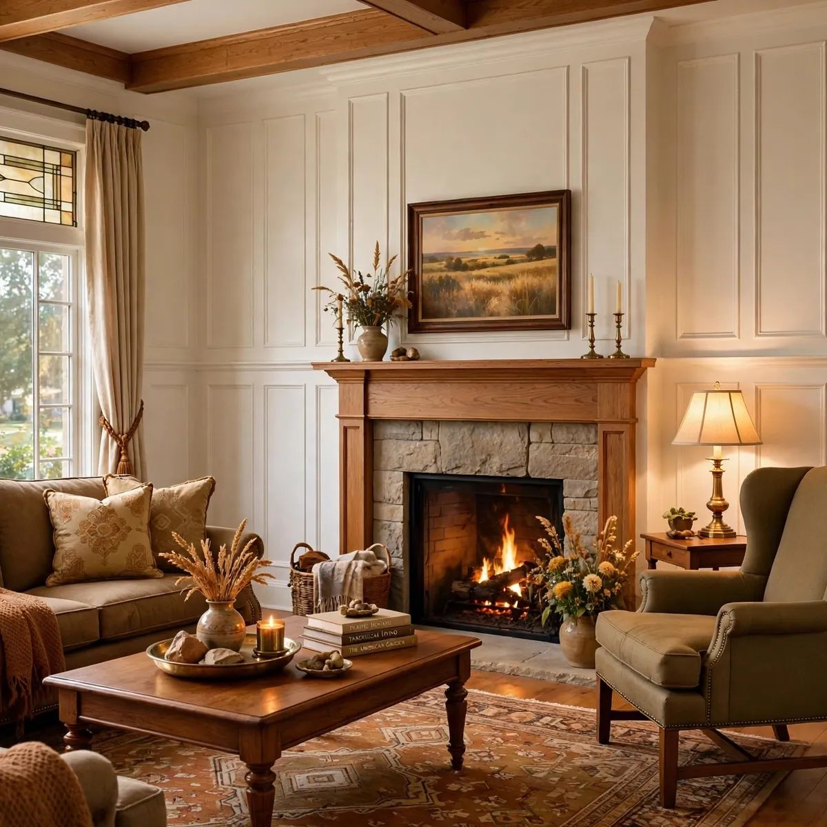 western springs living room design: Wainscoting Elegance