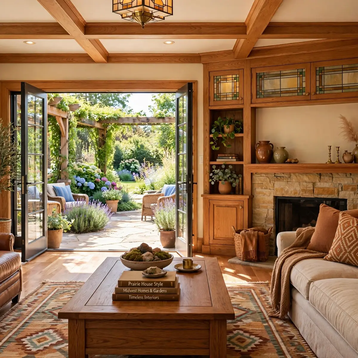 western springs living room design: French Doors to the Patio