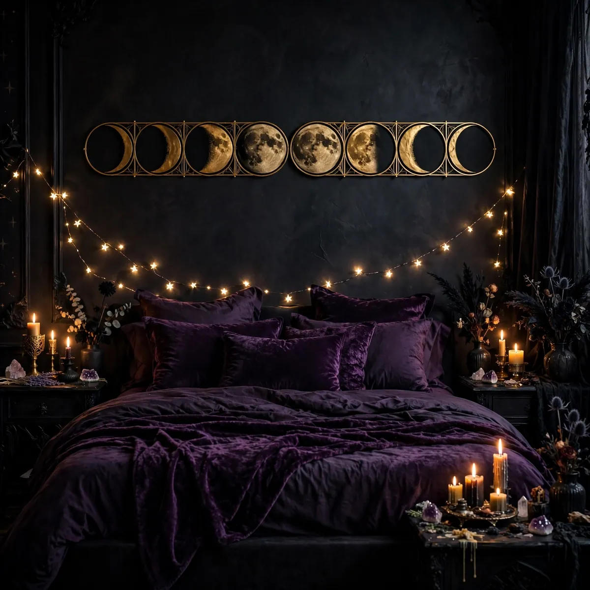 whimsigoth room ideas: Celestial Moon Phase Wall Decor