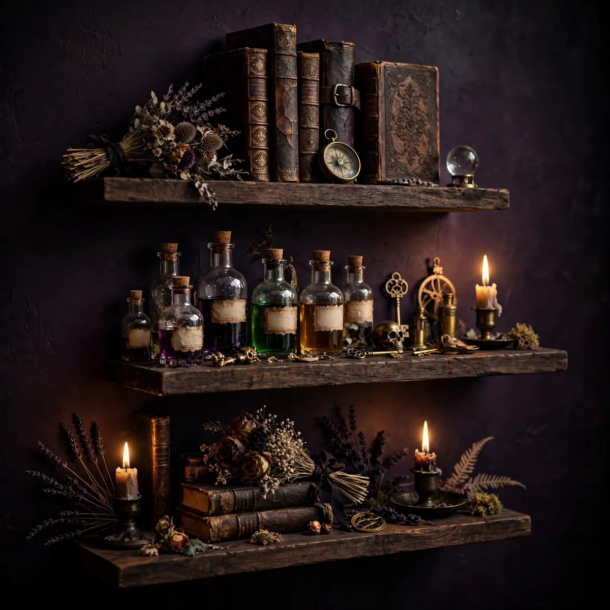 whimsigoth room ideas: Floating Shelves for Books and Curiosities