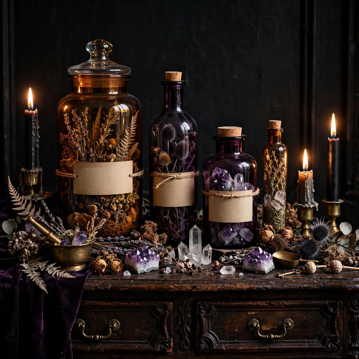 whimsigoth room ideas: Apothecary Jars and Potion Bottles