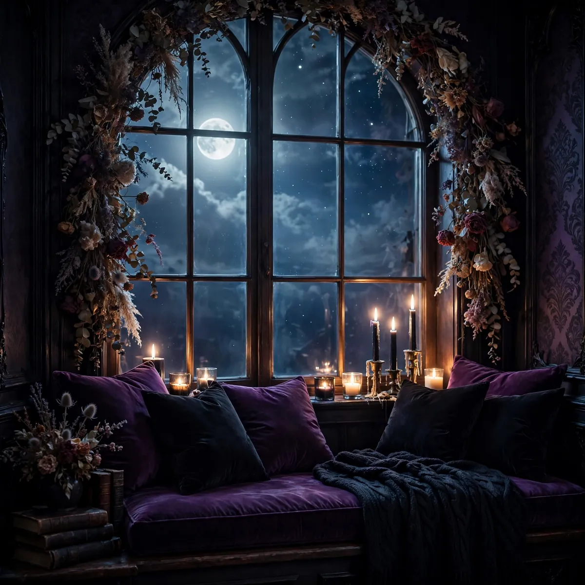 whimsigoth room ideas: Moonlit Window Seat Retreat