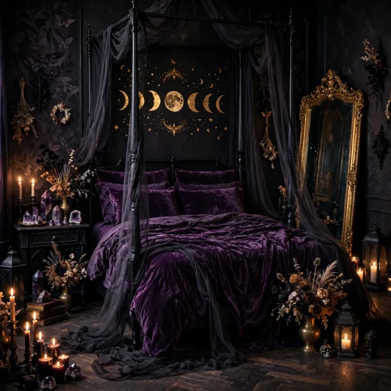 whimsigoth room ideas in a beautiful, timeless bedroom design