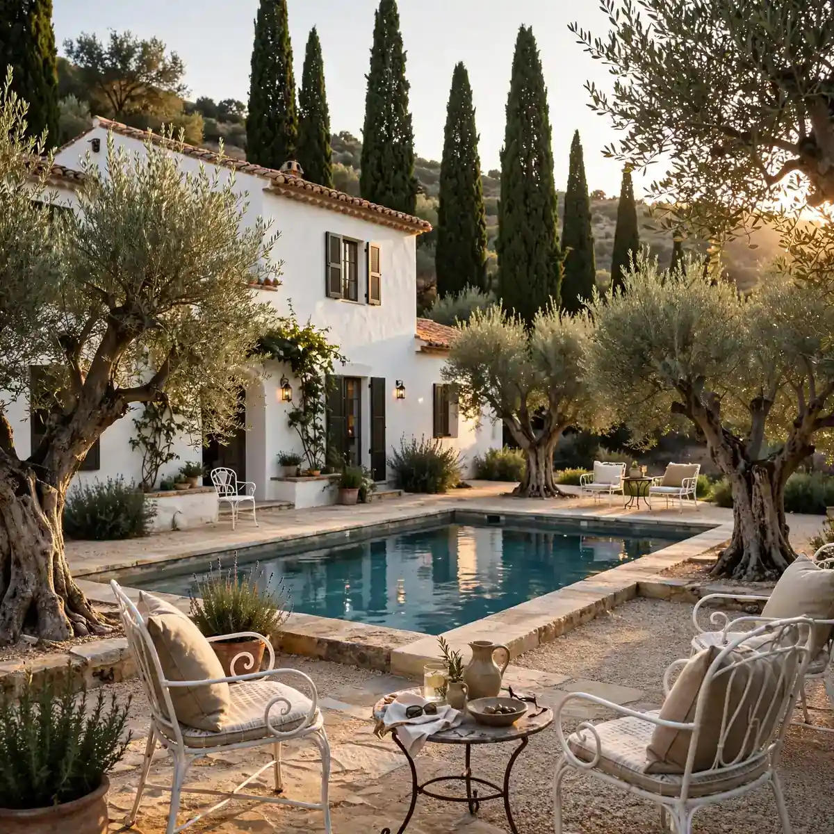 white house pool ideas: White House Pool Surrounded by Olive Trees