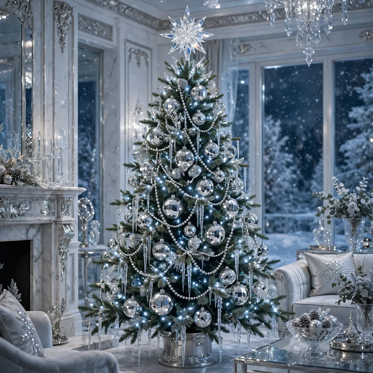 Christmas tree ideas: Silver and Crystal Glam Tree