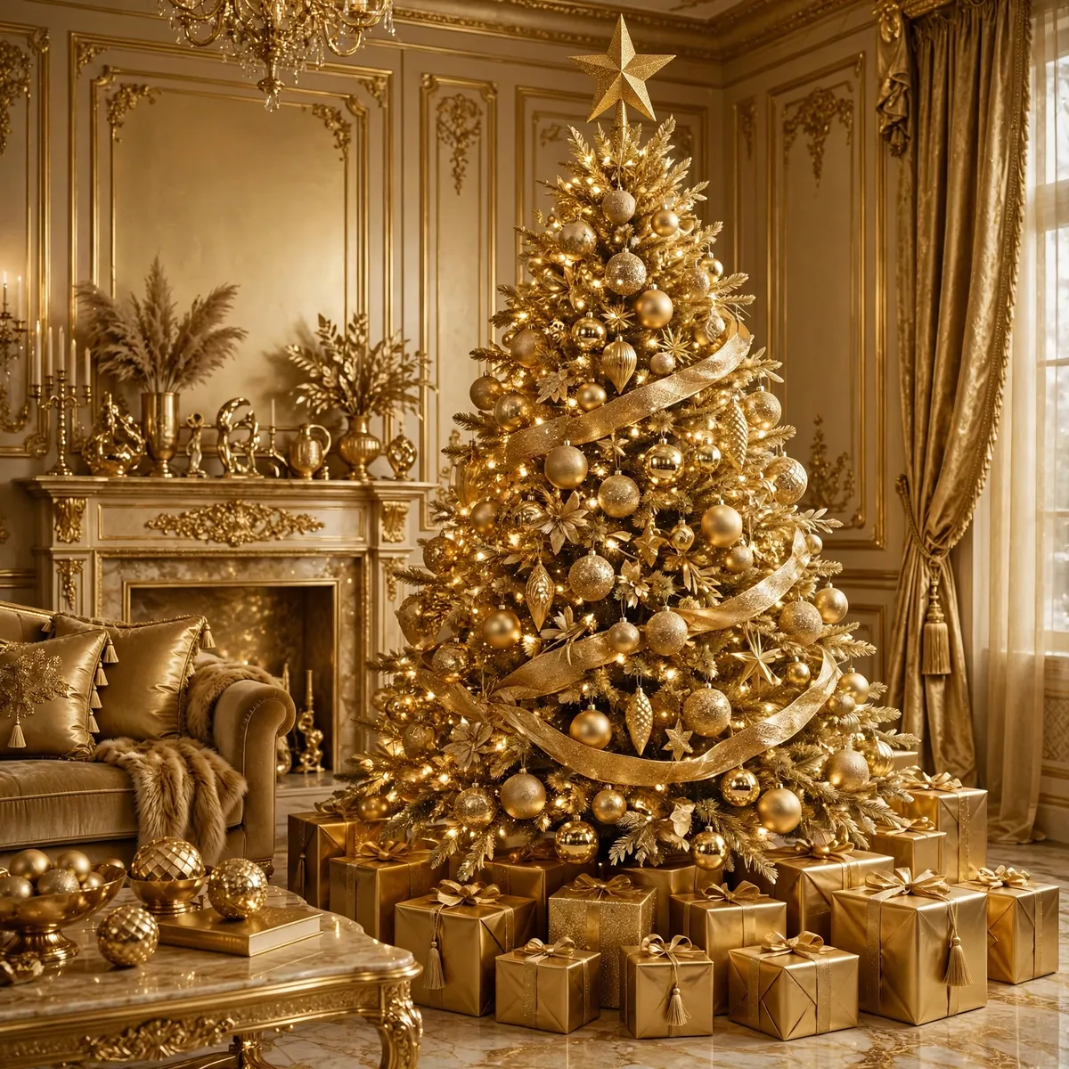 Christmas tree ideas: All-Gold Monochrome Luxe Tree